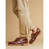 Jones Bootmaker Leather Boat Shoes Brown