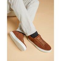 Jones Bootmaker Suede Lace Up Trainers Tan