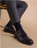 Leather Double Monk Strap Shoes