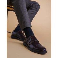 Leather Double Monk Strap Shoes