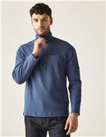 Regatta Ferdo Pure Cotton Half Zip Sweatshirt Blue
