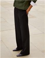 Wool Blend Straight Leg Trousers