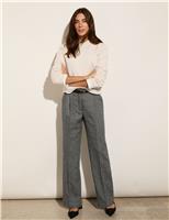 Wool Blend Straight Leg Trousers