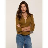 BAUKJEN Pure Cotton Half-Zip Top Camel