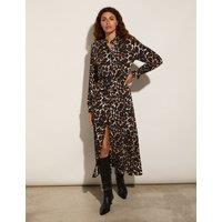 Leopard Print Midi Shirt Dress