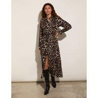 Leopard Print Midi Shirt Dress