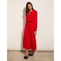 Tie Neck Relaxed Midi Shirt Dress