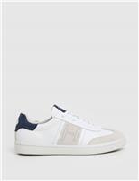 Hackett Leather Lace Up Trainers White Mix