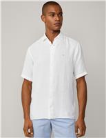 Hackett Pure Linen Short Sleeve Shirt White