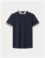 Hackett Pure Cotton Tipped Polo Shirt Blue Mix