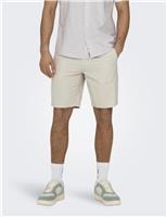 ONLY & SONS Seersucker Drawstring Shorts Beige