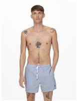 Cotton Blend Seersucker Striped Swim Shorts