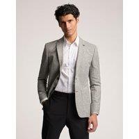 Slim Fit Linen Blend Check Suit Jacket