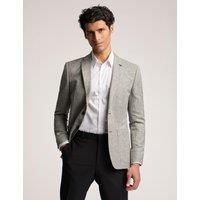 Slim Fit Linen Blend Check Suit Jacket