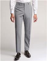 Ted Baker Slim Fit Wool Rich Check Flat Front Trousers Grey Mix