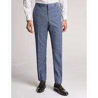 Ted Baker Slim Fit Wool Rich Check Trousers Air Force Blue