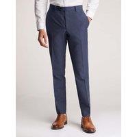 Ted Baker Slim Fit Linen Blend Flat Front Trousers Navy