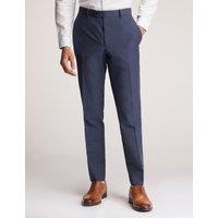 Ted Baker Slim Fit Linen Blend Flat Front Trousers Navy