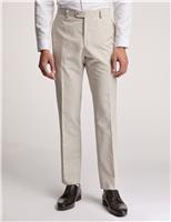 Ted Baker Slim Fit Linen Blend Flat Front Trousers Stone