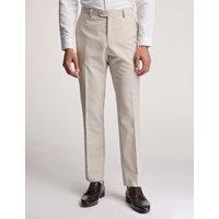 Slim Fit Linen Blend Flat Front Trousers