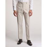 Slim Fit Linen Blend Flat Front Trousers