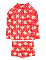 Frugi 2pc Floral Long Sleeve Swim Set (2-8 Yrs) Red Mix