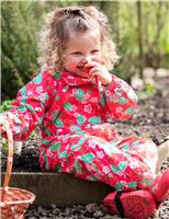 Frugi Hooded Strawberry Puddlesuit (1-10 Yrs) Red Mix