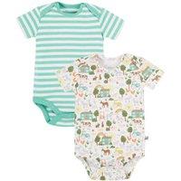 2pk Pure Cotton Patterned Bodysuits (0-18 Mths)