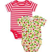 2pk Pure Cotton Striped & Berry Bodysuits (0-18 Mths)