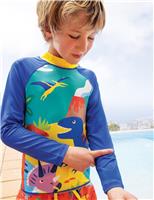 Frugi Dinosaur Long Sleeve Rash Vest (2-10 Yrs) Multi
