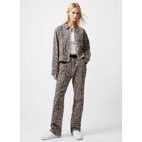 Denim Animal Print Cropped Jacket