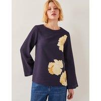 Flower Print Flute Sleeve Top
