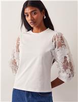 Floral Applique Embroidered Top