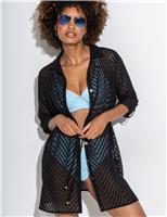 Button Through Chevron Beach Shirt