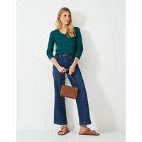 Cotton Blend Textured V-Neck Jumper