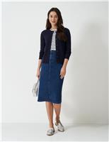 Crew Clothing Cotton Blend Textured Crew Neck Cardigan Navy