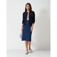Cotton Blend Textured Crew Neck Cardigan