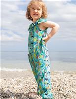 Frugi Sea Life Print Frill Collar Playsuit (0-5 Yrs) Multi