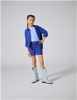 Kids Only Pure Cotton Textured Shorts (8-13 Yrs) Dark Blue