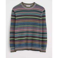 Pure Cotton Striped Crew Neck Jumper
