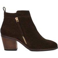 Dune London Suede Block Heel Ankle Boots Brown