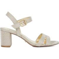 Dune London Metallic Strappy Block Heel Sandals Gold