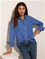 Pure Cotton Striped Collared Relaxed Shirt