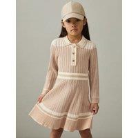 Knitted Ribbed Striped Shirt Dress (4-14 Yrs)