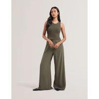 Knitted Bodice Racer Back Wide Leg Jumpsuit