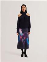 Printed Midi Slip Skirt