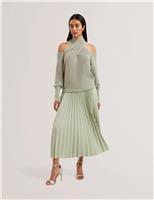 Ted Baker Pleated Midi Skirt Green
