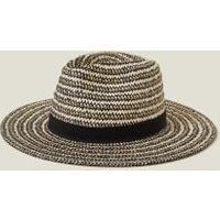 Straw Striped Fedora Hat