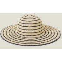 Woven Striped Wide Brim Floppy Hat