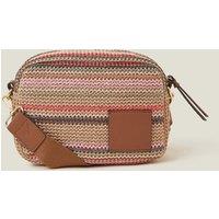 Raffia Striped Camera Bag
